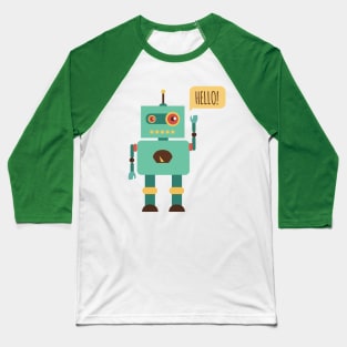 Robot Say Hello Baseball T-Shirt